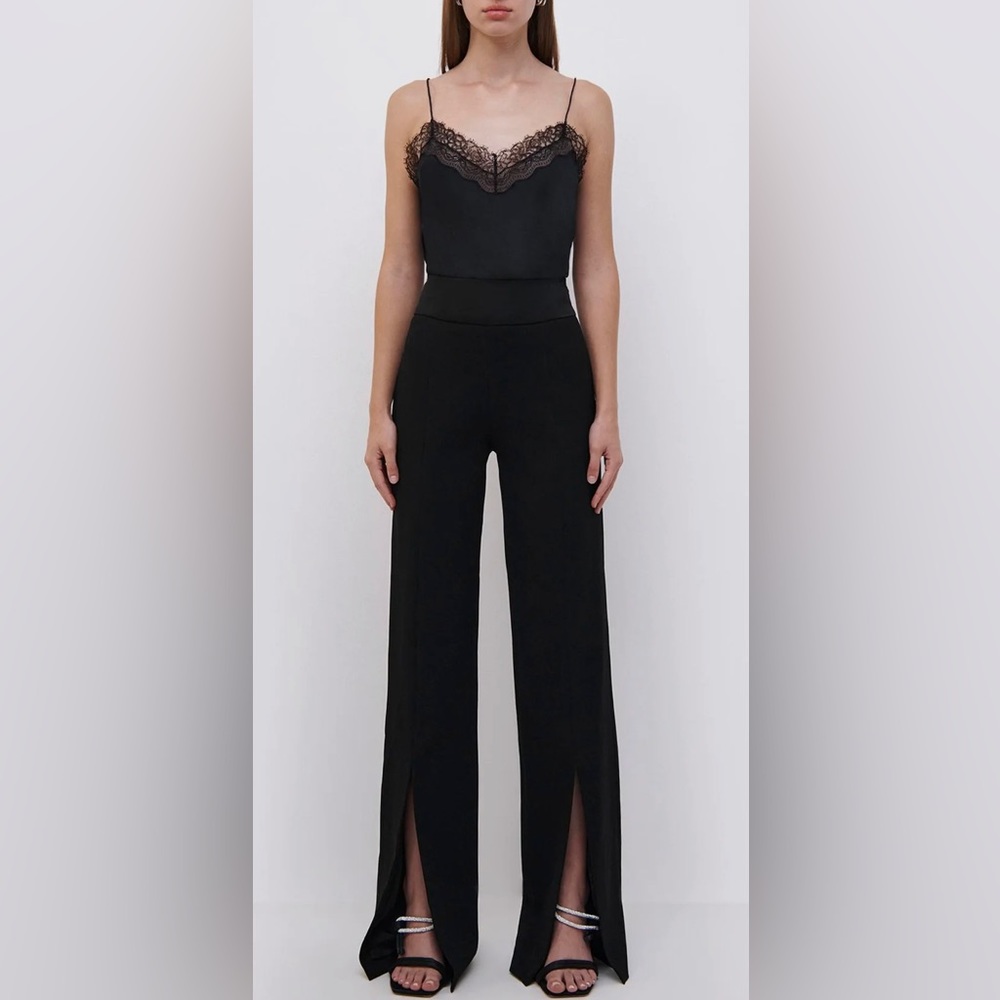 New With Tags Jonathan Simkhai Ariah Crepe Satin Black Pants Size 8